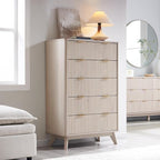 T4TREAM Fluted 5 Drawers Dresser, Curved Profile Design, Wood Drawer Organizer - Image 3