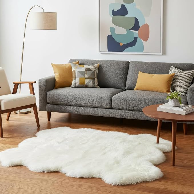 Premium Genuine Super-Soft Sheepskin Rug Large Six Pelt Natural Non-Dyed Fur by SuperAreaRugs