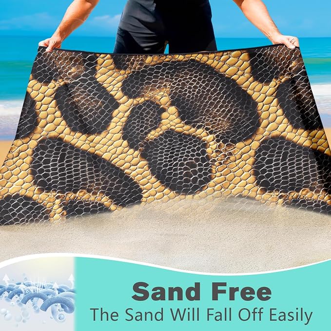 Snake Skin Pattern Beach Towel Oversized 36" x 72", Thin Lightweight Sand Free - Image 3