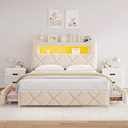 Queen Upholstered LED Bed Frame - Image 7