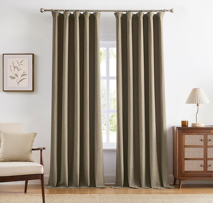 Vision Home Brown Linen Full Blackout Curtains by VisionHome