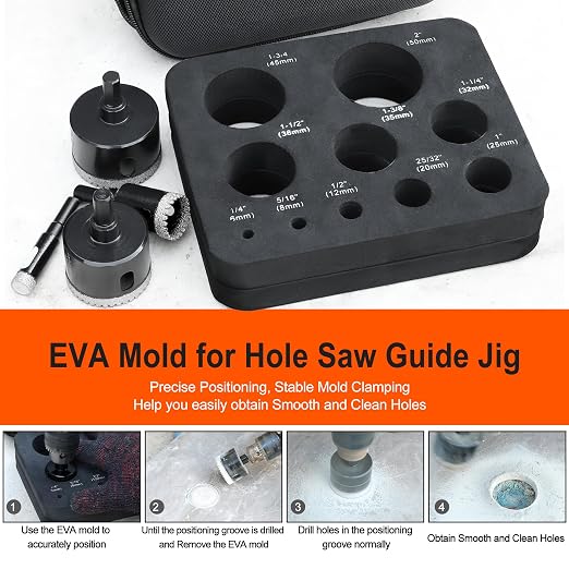 ASNOMY 10PCS Diamond Hole Saw Set, 1/4"-2" Inch Serrated Brazing Tile Hole Saw - Image 4