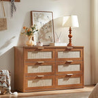 LEYAOYAO Rattan Dresser and Nightstand Set of 2, Boho Wood Dresser - Image 4