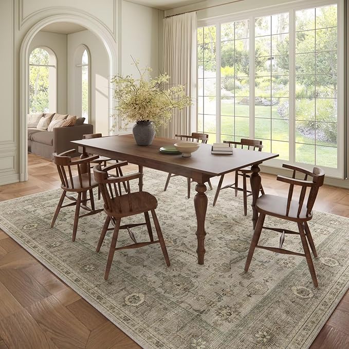 Washable 8x10 Area Rugs for Living Room, Boho Non-Slip Vintage Distress Large - Image 3