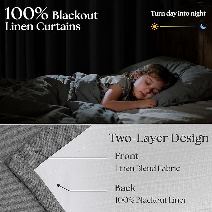 Charcoal Grey 120 Inch Blackout Pinch Pleated Curtains 2 Panel Set - Image 2