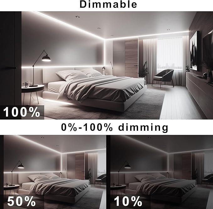 White COB LED Strip Lights 32.8ft, 6500K Dimmable Ultra Bright Daylight White - Image 3