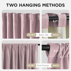 Joydeco Rose Pink 100% Blackout Curtains 108 Inch 2 Panels, Luxury Thermal Pink - Image 3