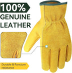 OZERO 5 Pairs Leather Work Gloves Flex Grip Tough Cowhide Gardening Glove - Image 8