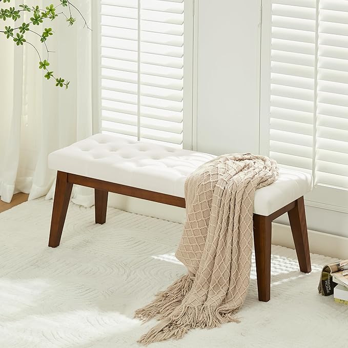 43.5'' Linen Bedroom Bench, Upholstered End of Bed Bench - Image 7