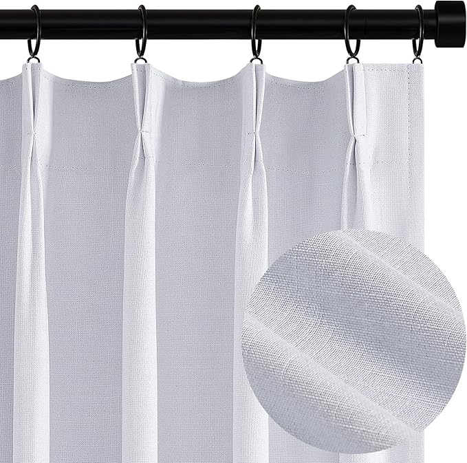 Topfinel White 100% Blackout Curtains 84 Inch Long 2 Panels Set, Pinch Pleat by Topfinel