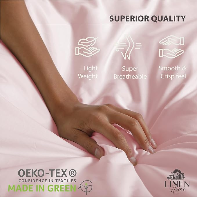 Linen Home 100% Cotton Percale Sheets Queen Size, English Rose, Deep Pocket - Image 7