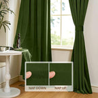 StangH Moss Green Velvet Drapes 90 inches Long, Luxury Room Darkening - Image 4