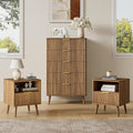 LYNSOM Fluted Dresser and Nightstand Sets 3 Piece, 5-Drawers Dresser and by LYNSOM