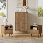 LYNSOM Fluted Dresser and Nightstand Sets 3 Piece, 5-Drawers Dresser and by LYNSOM