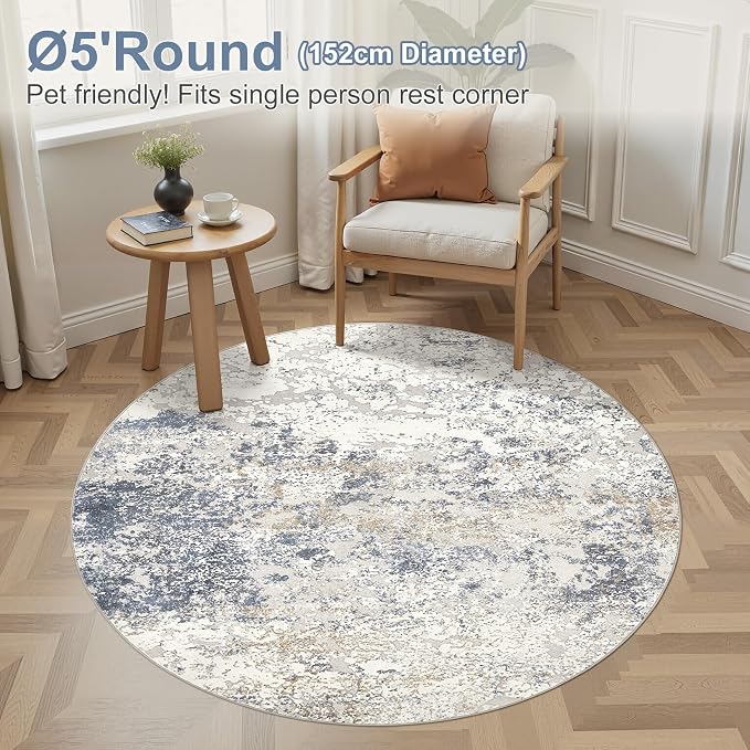5ft Round Area Rug Living Room Rugs - Image 3