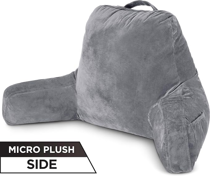 Husband Pillow Aspen Iron Grey, Reading Pillow Bed Rest Chair, Two-Sided - Image 9