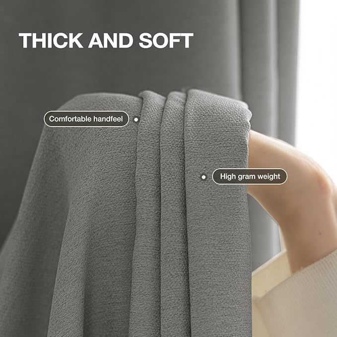 100% Blackout Curtains for Bedroom, Thermal Insulated Curtains 63 Inch Length - Image 4