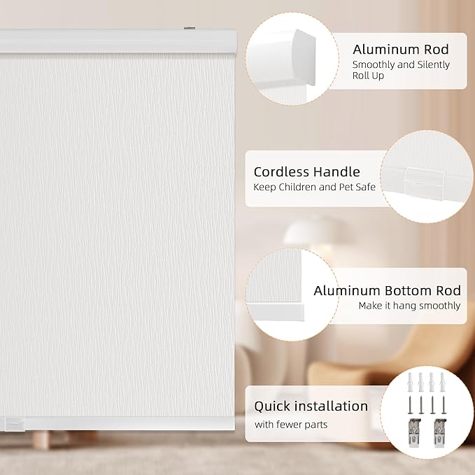 ChrisDowa Cordless Blackout Roller Shades - Image 4