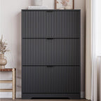 Entryway Shoe Cabinet with 3 Flip Drawers, Narrow Shoe Organizer Cabinet with - Image 6