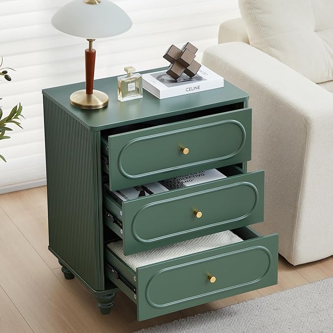 3 Drawer Fluted Dresser for Bedroom, Mid Century Modern Chest of Drawers - Image 4