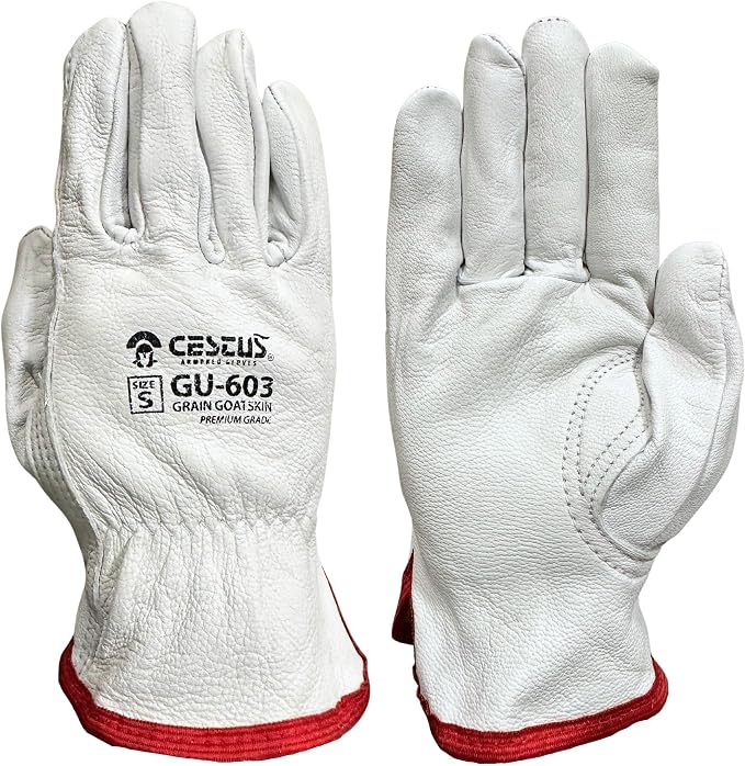 Cestus GU603, Sun-Dried Grain Leather Work Gloves Premium Grade Goatskin by CestusArmoredGloves