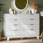 Fluted Dresser with 8 Drawers, Wooden Dresser TV Stand, Wood Closet Clothes by Xixini