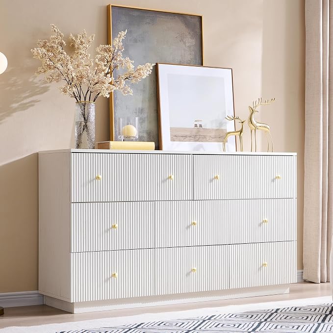 Fluted Dresser for Bedroom, Wood Tall Dresser Storage Organizer, Modern Bedroom - Image 3