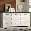 Farmhouse 9 Drawers Dresser for Bedroom, Rustic Wood Dresser TV Stand, Wooden by Xixini