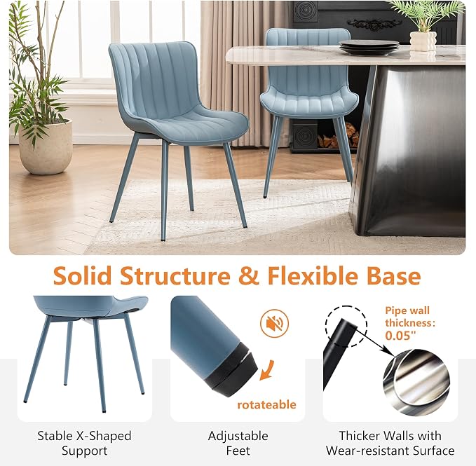 YOUNUOKE Mid-Century Modern Dining Chairs Set of 2, Armless Accent Chair - Image 7