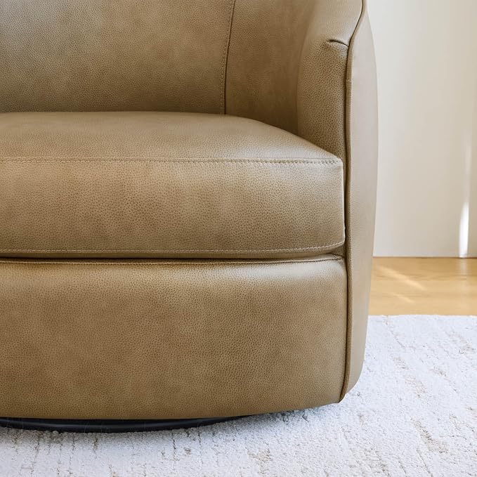 CHITA Genuine Leather Swivel Barrel Chair, Modern Comfy FSC Certified - Image 5