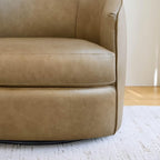 CHITA Genuine Leather Swivel Barrel Chair, Modern Comfy FSC Certified - Image 5