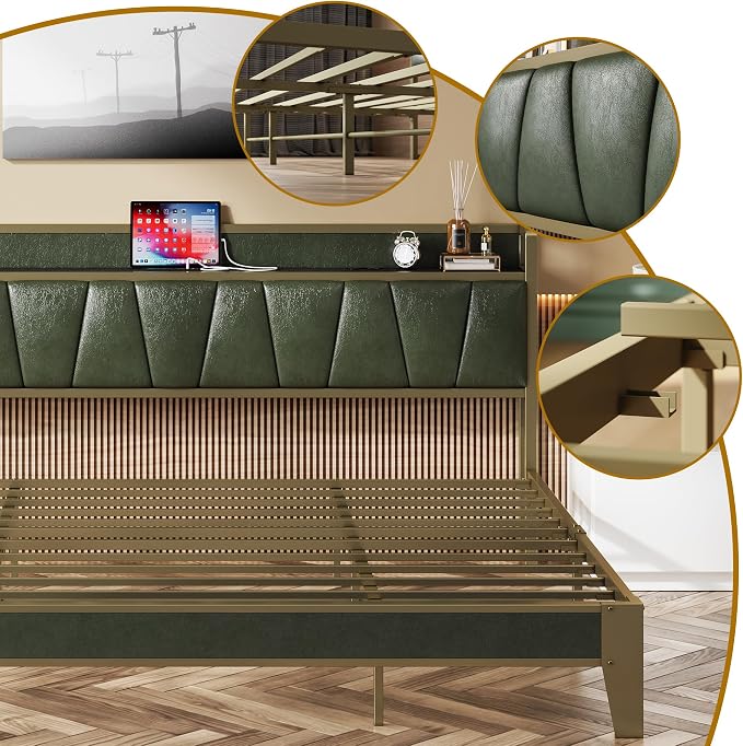 LIKIMIO California King Bed Frame, Storage Headboard - Image 7