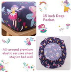 JSD Purple Fairy Kids Sheet Set Full Size, 4 Piece Girls Floral Printed - Image 3
