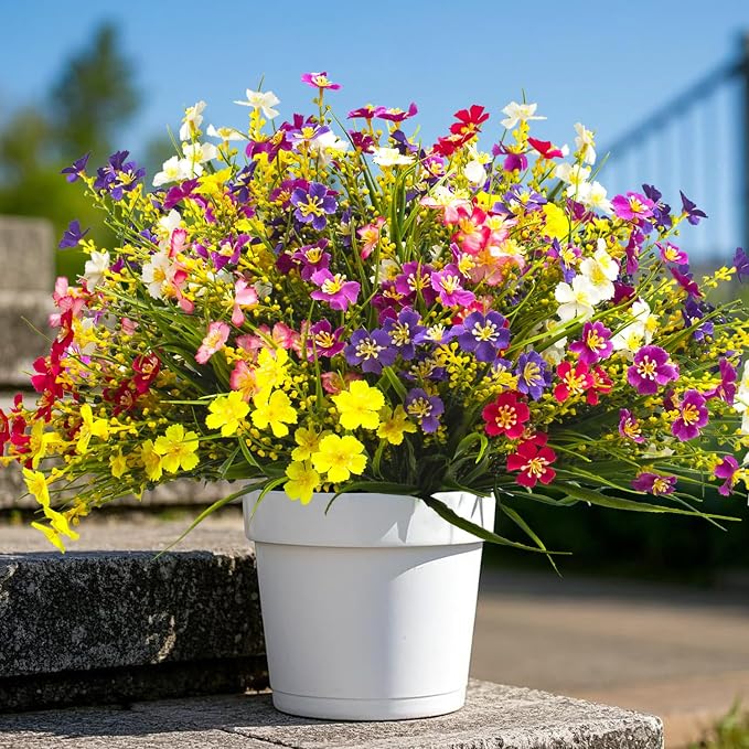 24 Bundles Artificial Faux Flowers Outdoor Plants by Grunyia