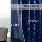 SMILETIME Navy Blue Crushed Velvet Curtains 52x108 inch Luxurious Thermal - Image 3