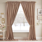 StangH Velvet Doorway Curtains for Nursery Bedroom Blush Beige Rod Pocket - Image 2