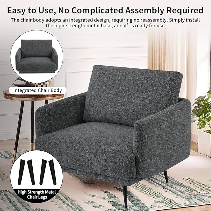 Oversized Accent Chair for Living Room Cozy Reading Chairs Mid-Century Modern - Image 4