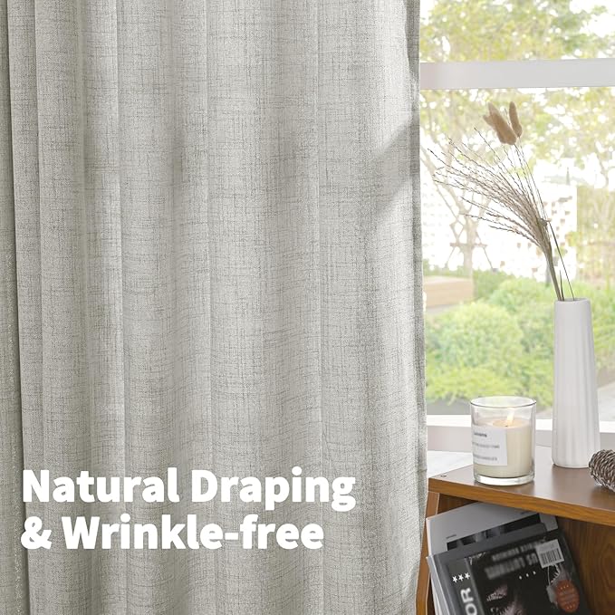 YoungsTex Light Grey Linen Curtains 68 Inch Length - Image 5