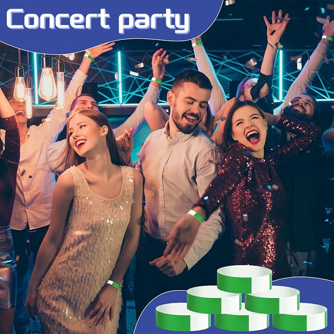 500 Pcs Green Paper Wristbands for Events Waterproof Neon Wrist Bands Adhesive - Image 5