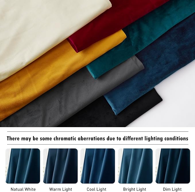 RYB HOME Navy Velvet Curtains 92 inches, Back Tab Soft Fabric Room Darkening - Image 7