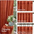 LAMIT Velvet Curtains 102 Inch for Living Room, Terracotta Thermal Room - Image 3