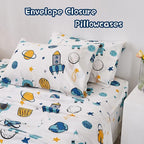 JSD Blue Astronaut Kids Sheet Set Full Size, 4 Piece Space Rocket Printed - Image 5