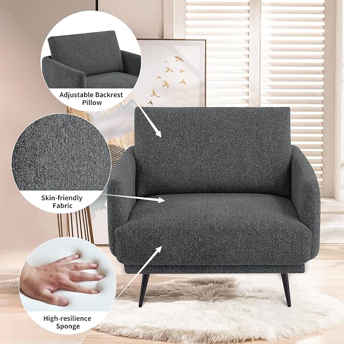 Oversized Accent Chair for Living Room Cozy Reading Chairs Mid-Century Modern - Image 3