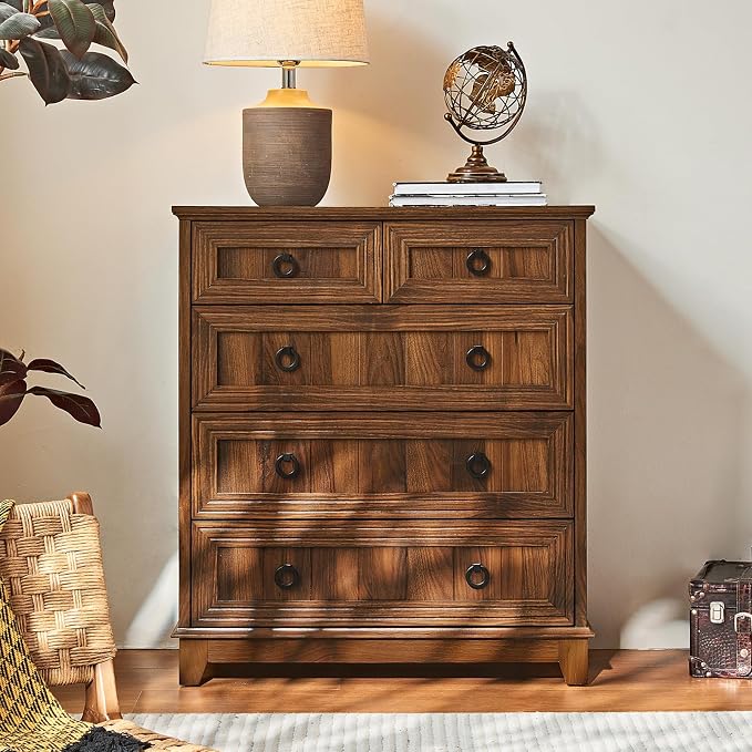 Farmhouse 5 Drawer Dresser for Bedroom, 33.2" Tall Small Dressers & Chest of - Image 5