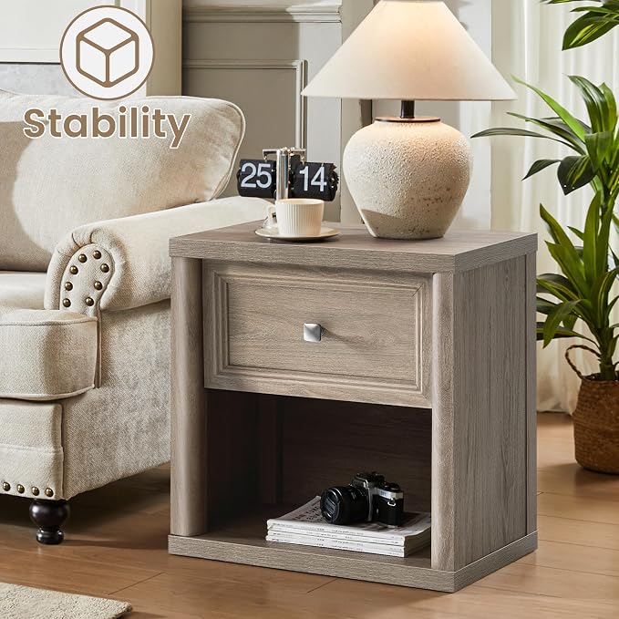 Farmhouse Night Stand Set of 2, Wood Large Side Tables End Table, 22.6" Wide - Image 7