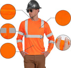 AYKRM Safety T Shirt Reflective High Visibility hi vis Long Sleeve T Shirt - Image 2