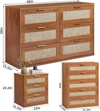 LEYAOYAO Rattan Dresser and Nightstand Sets 3, Boho Wood Dresser - Image 3