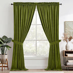 StangH Olive Green Christmas Curtains Elegant Velvet Room Darkening Curtains - Image 2