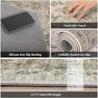 Washable 6x9 Area Rugs for Living Room, Boho Non-Slip Vintage Distress Large - Image 5