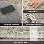 Washable 5x7 Area Rugs for Living Room, Boho Non-Slip Vintage Distress Rugs for - Image 5